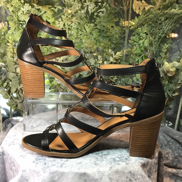 Mossimo Women’s 8.5 Black Banded Opened Up 3.25” Block Heel Zip-Up Sandals ☀️ - Picture 6 of 14